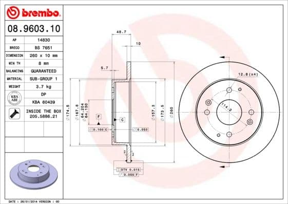 Bremžu diski BREMBO 08.9603.10 1