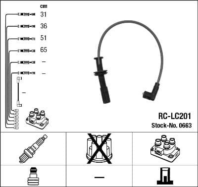 Augstsprieguma vadu komplekts NGK 0663 1