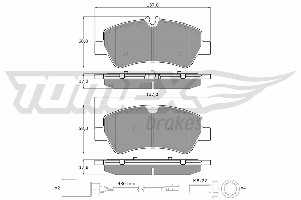 Bremžu uzliku kompl., Disku bremzes TOMEX Brakes TX 16-961 1