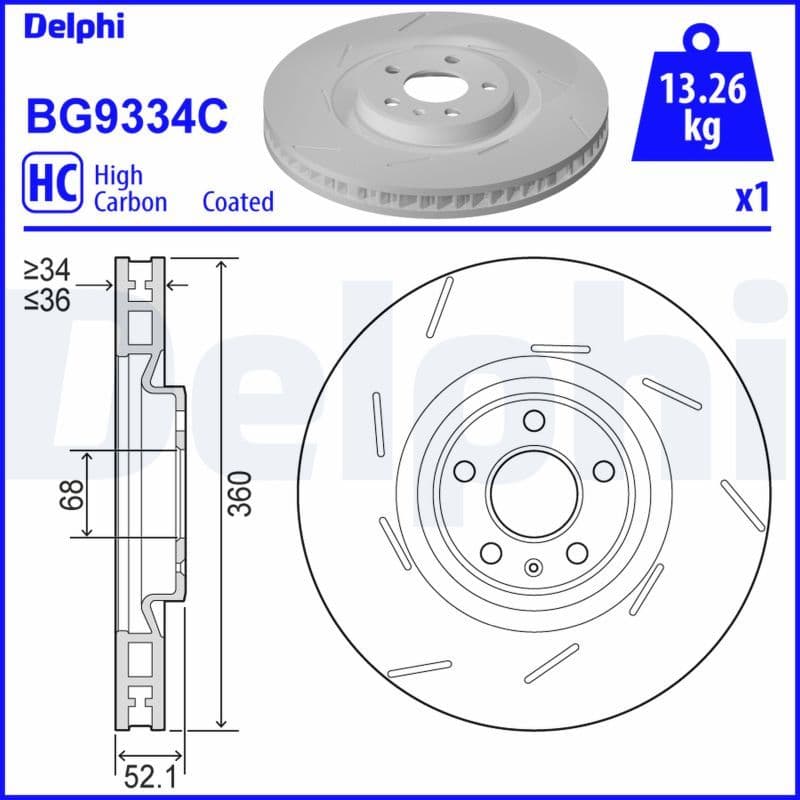 Bremžu diski DELPHI BG9334C 1