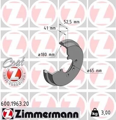 Bremžu trumulis ZIMMERMANN 600.1963.20 1