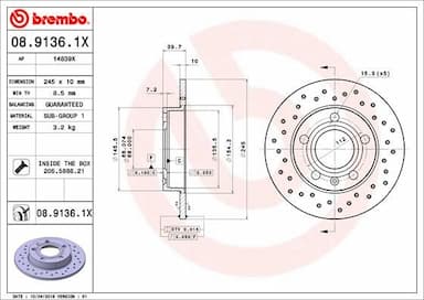 Bremžu diski BREMBO 08.9136.1X 1