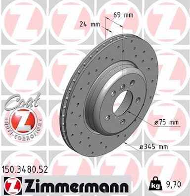 Bremžu diski ZIMMERMANN 150.3480.52 1