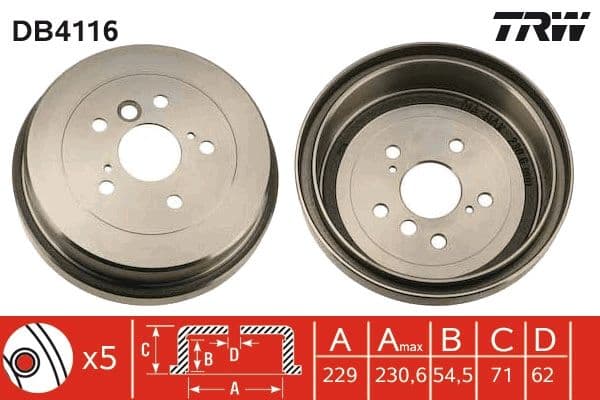 Bremžu trumulis TRW DB4116 1