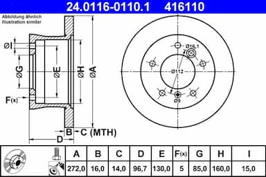 Bremžu diski ATE 24.0116-0110.1 1