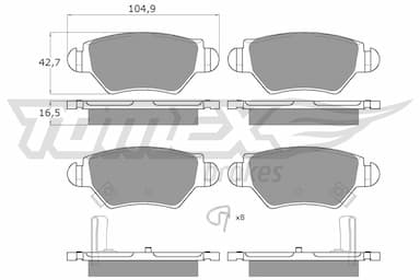 Bremžu uzliku kompl., Disku bremzes TOMEX Brakes TX 12-14 1