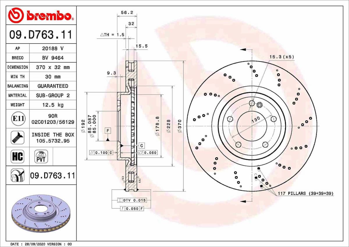 Bremžu diski BREMBO 09.D763.11 1