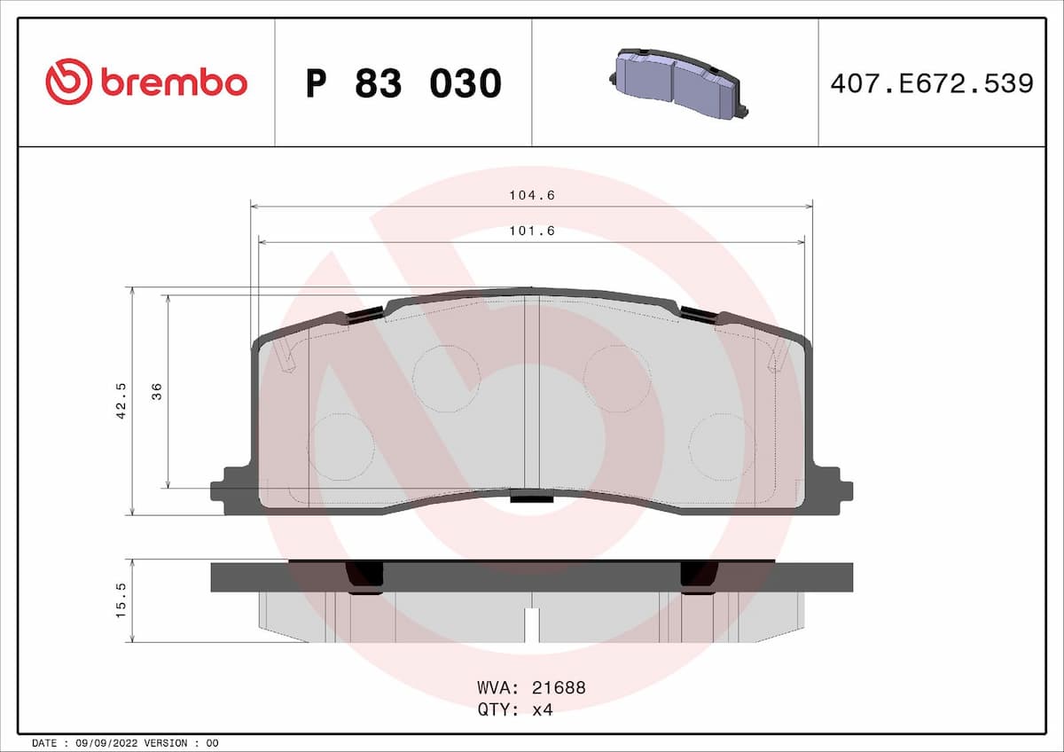 Bremžu uzliku kompl., Disku bremzes BREMBO P 83 030 1