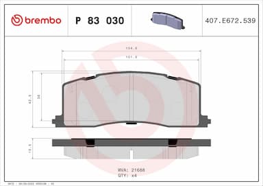 Bremžu uzliku kompl., Disku bremzes BREMBO P 83 030 1