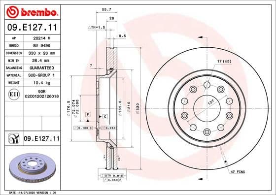 Bremžu diski BREMBO 09.E127.11 1