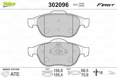 Bremžu uzliku kompl., Disku bremzes VALEO 302096 1