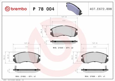 Bremžu uzliku kompl., Disku bremzes BREMBO P 78 004 1