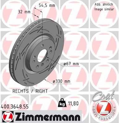 Bremžu diski ZIMMERMANN 400.3648.55 1