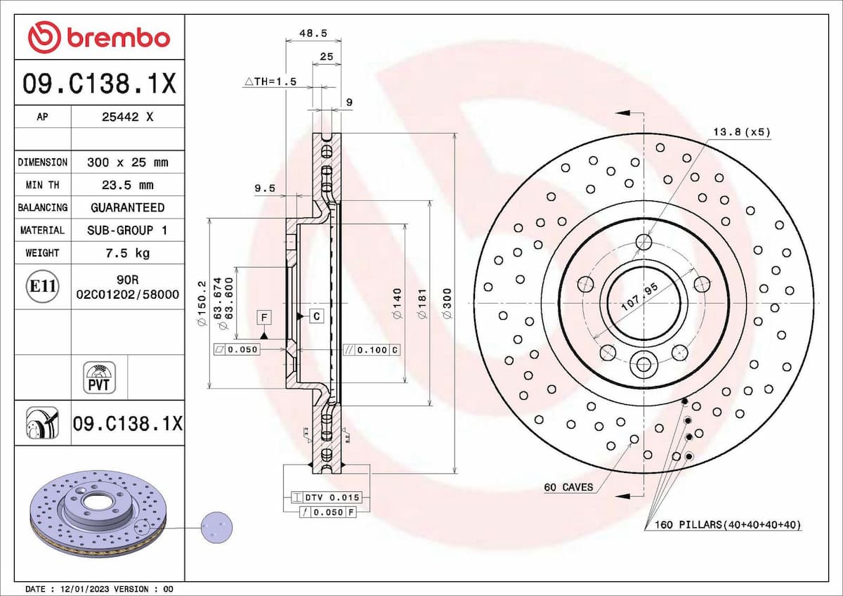 Bremžu diski BREMBO 09.C138.1X 1