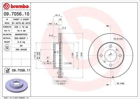 Bremžu diski BREMBO 09.7056.11 1