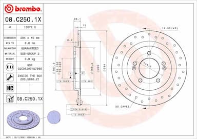 Bremžu diski BREMBO 08.C250.1X 1