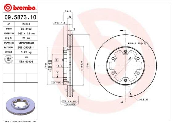 Bremžu diski BREMBO 09.5873.10 1