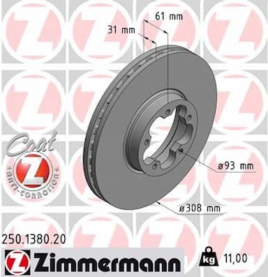 Bremžu diski ZIMMERMANN 250.1380.20 1