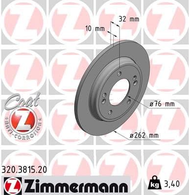 Bremžu diski ZIMMERMANN 320.3815.20 1