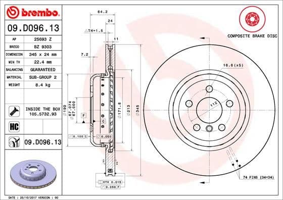 Bremžu diski BREMBO 09.D096.13 1