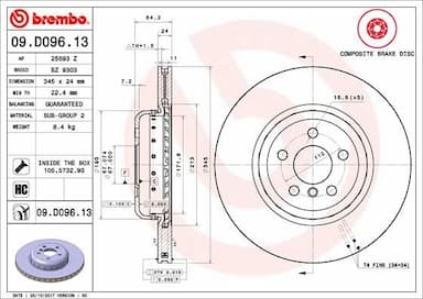 Bremžu diski BREMBO 09.D096.13 1