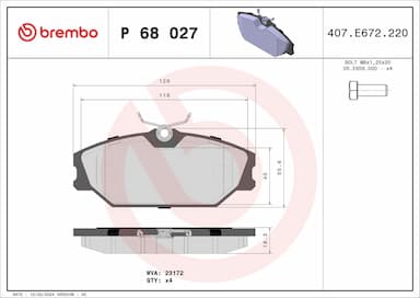 Bremžu uzliku kompl., Disku bremzes BREMBO P 68 027 1