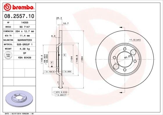 Bremžu diski BREMBO 08.2557.10 1