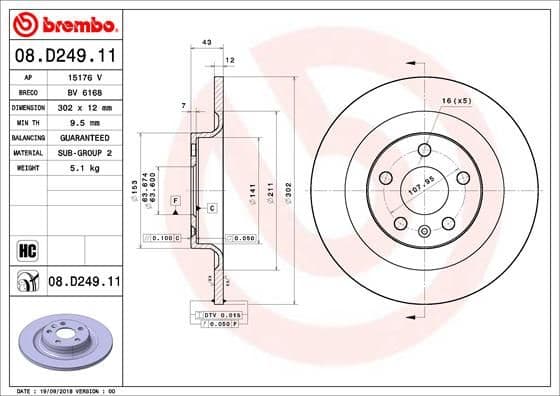 Bremžu diski BREMBO 08.D249.11 1