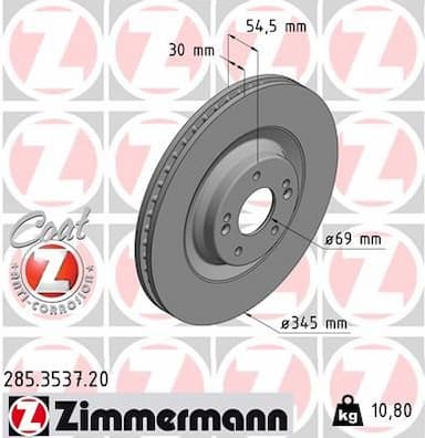 Bremžu diski ZIMMERMANN 285.3537.20 1