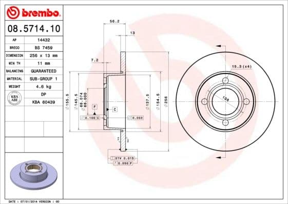 Bremžu diski BREMBO 08.5714.10 1