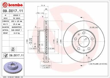 Bremžu diski BREMBO 09.D017.11 1