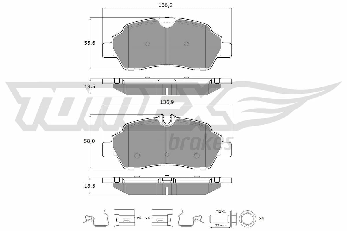 Bremžu uzliku kompl., Disku bremzes TOMEX Brakes TX 18-92 1