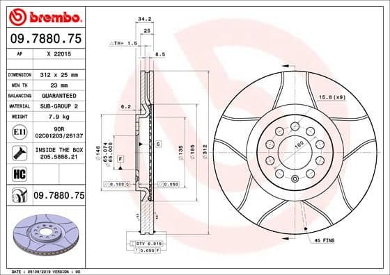 Bremžu diski BREMBO 09.7880.75 1