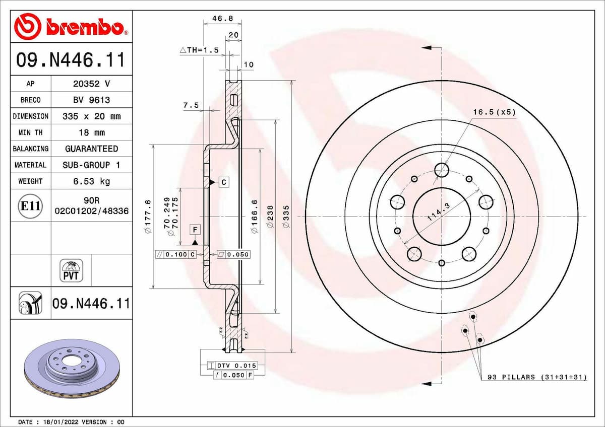 Bremžu diski BREMBO 09.N446.11 1