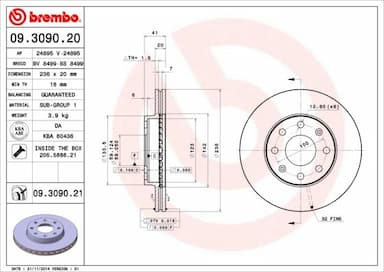 Bremžu diski BREMBO 09.3090.21 1