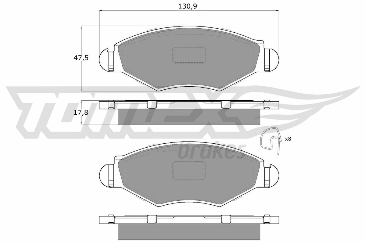 Bremžu uzliku kompl., Disku bremzes TOMEX Brakes TX 13-43 1