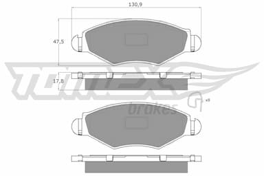 Bremžu uzliku kompl., Disku bremzes TOMEX Brakes TX 13-43 1