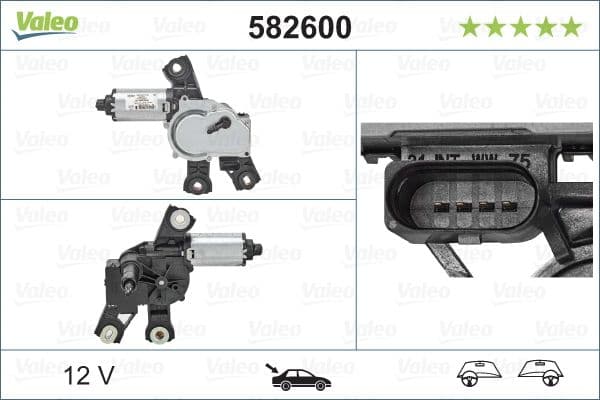 Stikla tīrītāju motors VALEO 582600 1