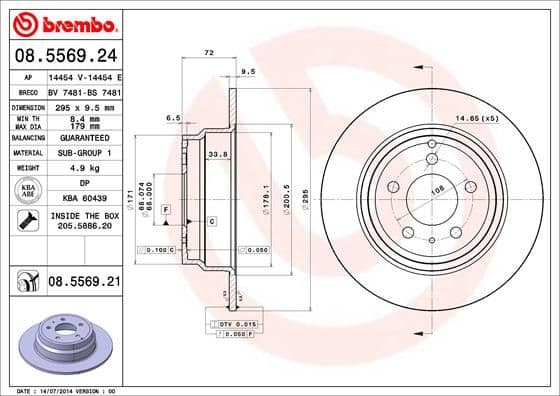 Bremžu diski BREMBO 08.5569.21 1