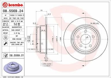 Bremžu diski BREMBO 08.5569.21 1