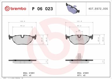 Bremžu uzliku kompl., Disku bremzes BREMBO P 06 023 1