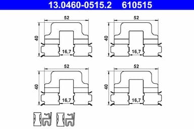 Piederumu komplekts, Disku bremžu uzlikas ATE 13.0460-0515.2 1