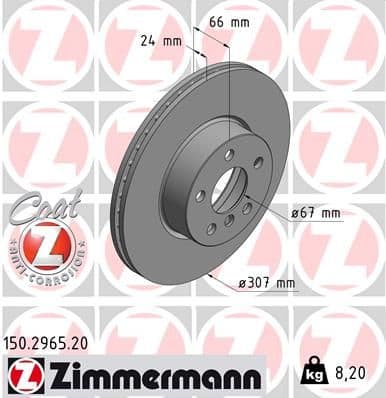 Bremžu diski ZIMMERMANN 150.2965.20 1