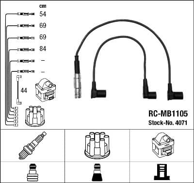 Augstsprieguma vadu komplekts NGK 4071 1