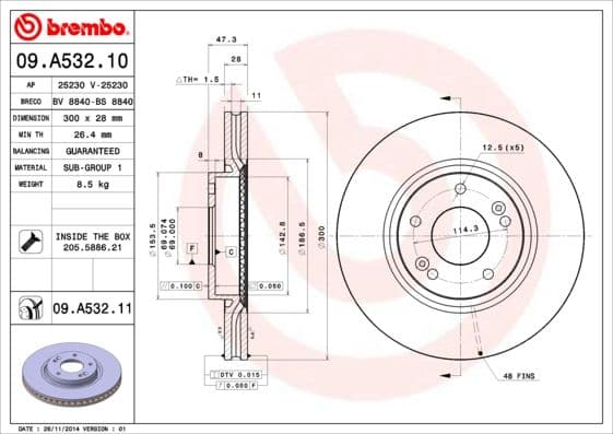 Bremžu diski BREMBO 09.A532.11 1