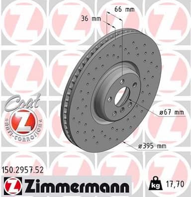 Bremžu diski ZIMMERMANN 150.2957.52 1