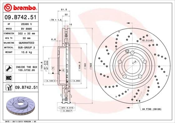 Bremžu diski BREMBO 09.B742.51 1