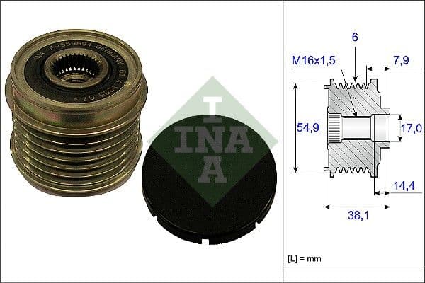 Ģeneratora brīvgaitas mehānisms INA 535 0176 10 1