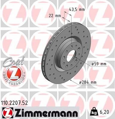 Bremžu diski ZIMMERMANN 110.2207.52 1