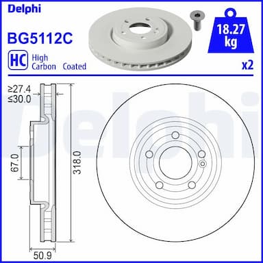 Bremžu diski DELPHI BG5112C 1